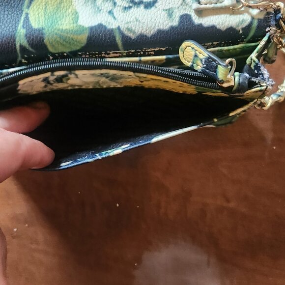 Steve Madden Floral Print Wallet Clutch Crossbody Chain Strap - Picture 4 of 5